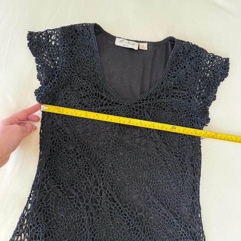M nicole black crochet y2k short sleeve top medium - Picture 3 of 3